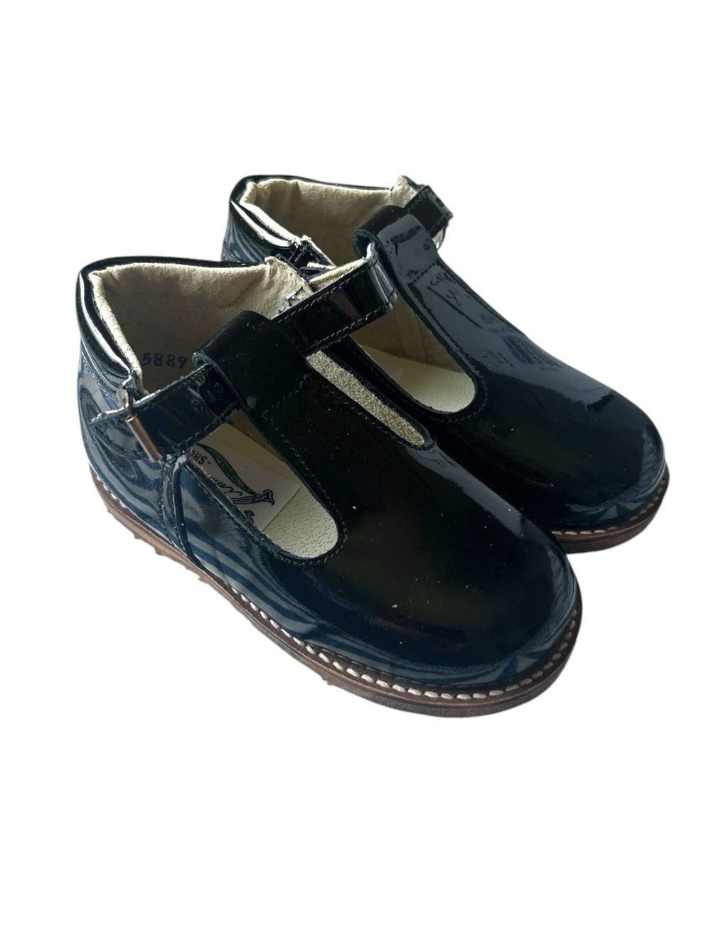Zimmerman Leather Classic Black Patent T-Strap Kids Shoes New 6 Toddler USA